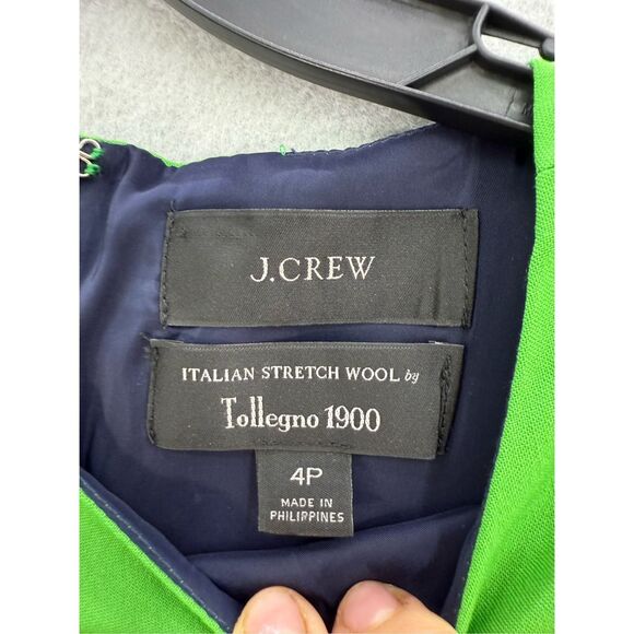 NWOT J. Crew Women Green Tollegno Italian Stretch Wool Sheath Resume Dress 4P - Picture 2 of 10